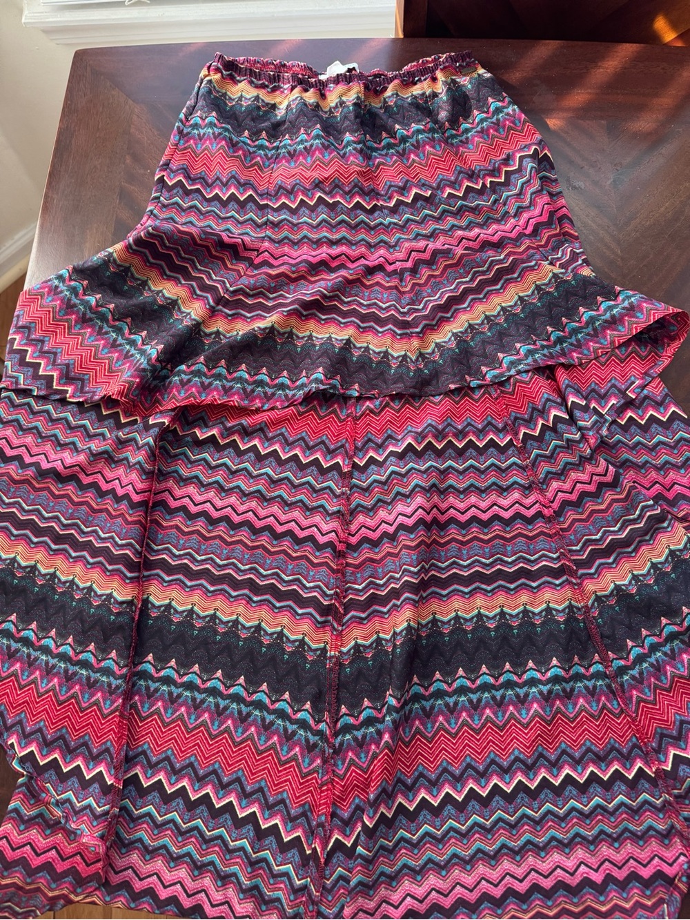 Element Zigzag Tiered Skirt in Pink, Black & Teal